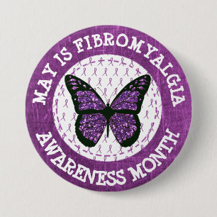 Paarse fibromyalgie Bewustheid Maand Ribbon Button
