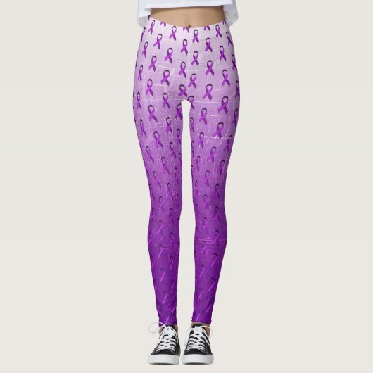 Paarse fibromyalgie Bewustzijn Leggings (Voorkant)