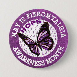 Paarse Fibromyalgie Maand Bewustzijn Lint Knoop Ronde Button 7,6 Cm