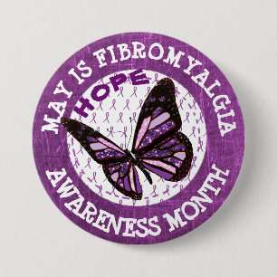 Paarse Fibromyalgie Maand Bewustzijn Lint Knoop Ronde Button 7,6 Cm