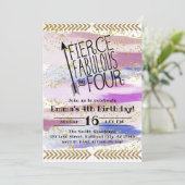 Paarse Fierce Fabulous en vier vierde verjaardag Kaart (Staand voorkant)