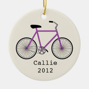 Paarse fiets gepersonaliseerd versieringsmiddel keramisch ornament