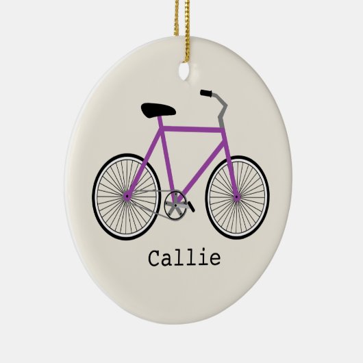 Paarse fiets gepersonaliseerd versieringsmiddel keramisch ornament (Rechts)