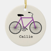 Paarse fiets gepersonaliseerd versieringsmiddel keramisch ornament (Voorkant)
