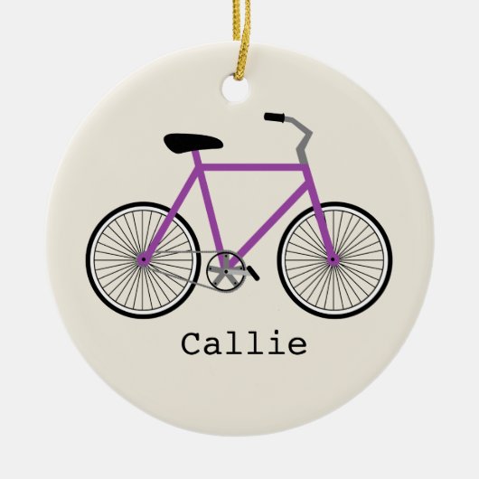Paarse fiets gepersonaliseerd versieringsmiddel keramisch ornament (Voorkant)