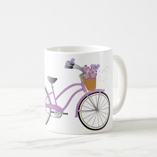 Paarse fiets met butterflies koffiemok (Voorkant rechts)