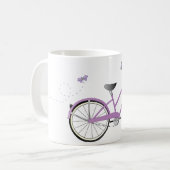 Paarse fiets met butterflies koffiemok (Voorkant links)