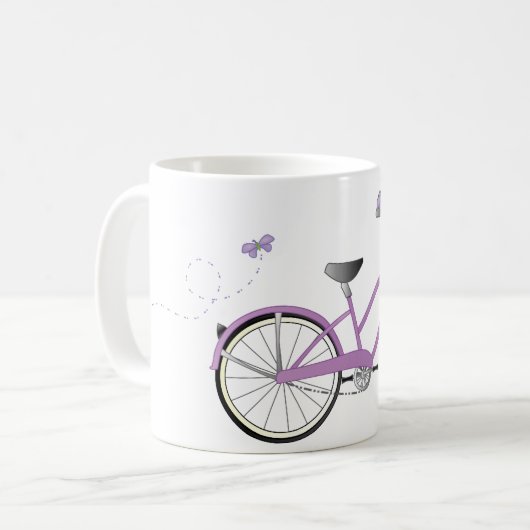 Paarse fiets met butterflies koffiemok (Voorkant links)