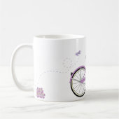 Paarse fiets met butterflies koffiemok (Links)