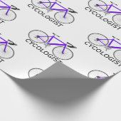 Paarse fiets met cycoloog Tekst op wit Cadeaupapier (Hoek)