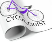 Paarse fiets met cycoloog Tekst op wit Cadeaupapier (Rol Hoek)