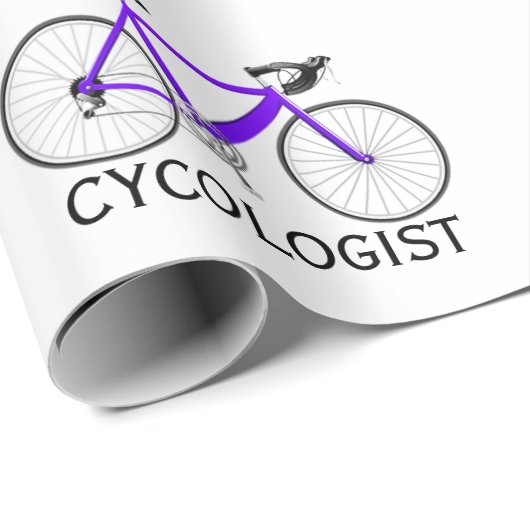 Paarse fiets met cycoloog Tekst op wit Cadeaupapier (Rol Hoek)