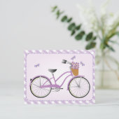 Paarse fiets met Stippen Briefkaart (Staand voorkant)