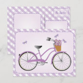 Paarse fiets met Stippen Briefkaart (Voorkant / Achterkant)