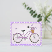 Paarse fiets met Stippen Briefkaart (Staand voorkant)