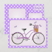 Paarse fiets met Stippen Briefkaart (Voorkant / Achterkant)