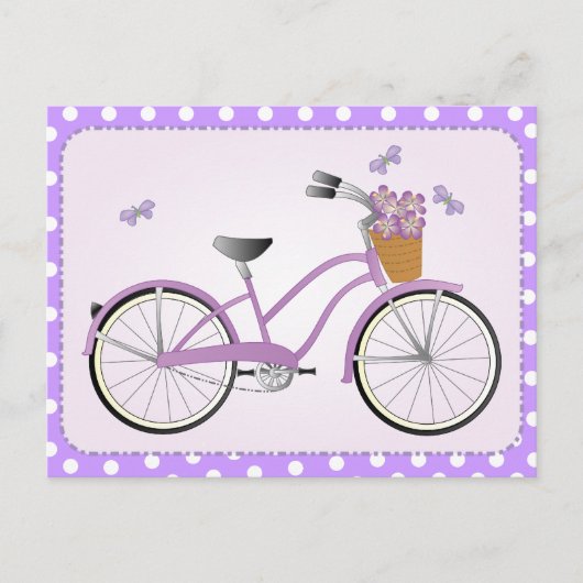 Paarse fiets met Stippen Briefkaart (Voorkant)