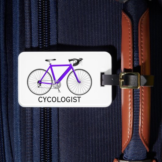 Paarse fiets op wit bagagelabel (Voorkant Insitu 4)
