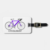 Paarse fiets op wit bagagelabel (Voorkant horizontaal)