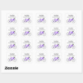 Paarse fiets op wit vierkante sticker (Vel)