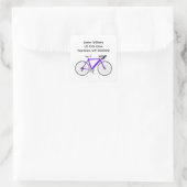 Paarse fiets op wit vierkante sticker (Tas)