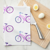 Paarse fietsen trekken keukenhanddoek rond (Quarter Fold)