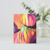 Paarse figuren origineel kunstdruppelschilderij va briefkaart (Staand voorkant)