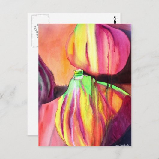 Paarse figuren origineel kunstdruppelschilderij va briefkaart (Voorkant / Achterkant)