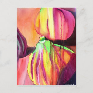 Paarse figuren origineel kunstdruppelschilderij va briefkaart