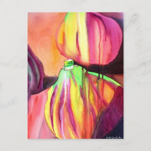 Paarse figuren origineel kunstdruppelschilderij va briefkaart (Voorkant)