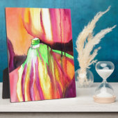 Paarse figuren origineel kunstdruppelschilderij va fotoplaat (Zijkant)