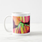 Paarse figuren origineel kunstdruppelschilderij va koffiemok (Links)