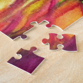 Paarse figuren origineel kunstdruppelschilderij va legpuzzel (Zijkant)