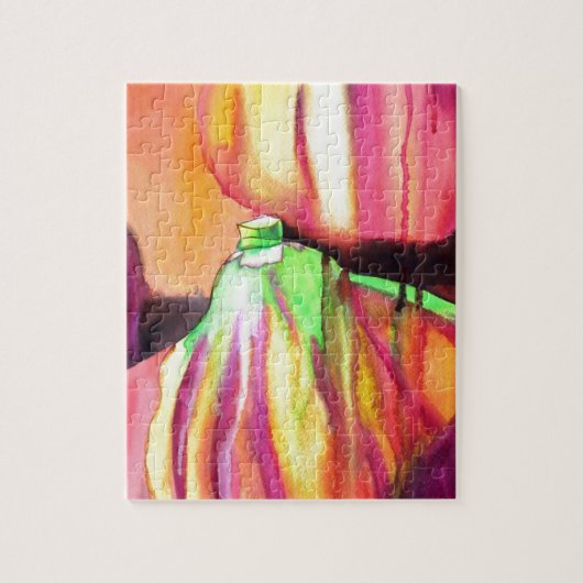 Paarse figuren origineel kunstdruppelschilderij va legpuzzel (Verticaal)