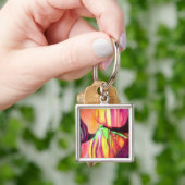 Paarse figuren origineel kunstdruppelschilderij va sleutelhanger (Hand)