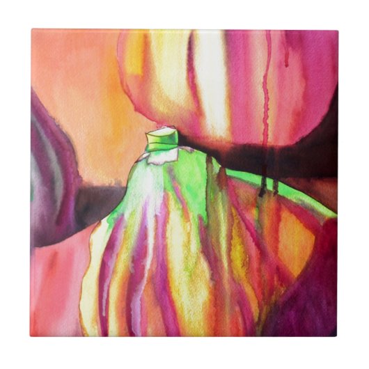 Paarse figuren origineel kunstdruppelschilderij va tegeltje (Voorkant)