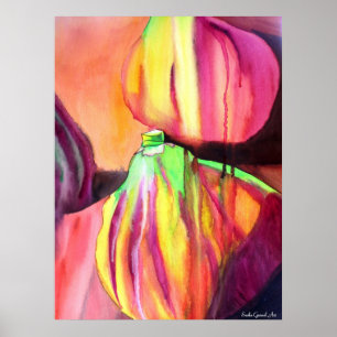 Paarse figuren waterverf origineel kunstdruppelsch poster