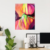 Paarse figuren waterverf origineel kunstdruppelsch poster (Thuiskantoor)