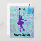 Paarse figuur Skater op bevroren ijs Briefkaart (Voorkant / Achterkant)