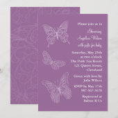 Paarse Filigree Butterflies Kaart (Voorkant / Achterkant)