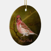 Paarse finch fotografie rondom keramisch ornament (Rechts)