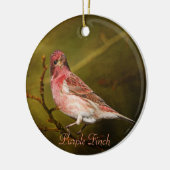 Paarse finch fotografie rondom keramisch ornament (Links)