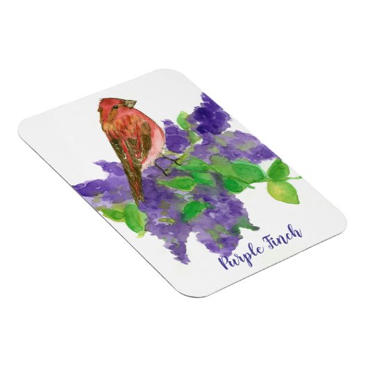 Paarse Finch Lilacs Waterverf Flowers Magneet (Rechterzijde)