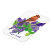 Paarse Finch Lilacs Waterverf Flowers Magneet (Linkerzijde)