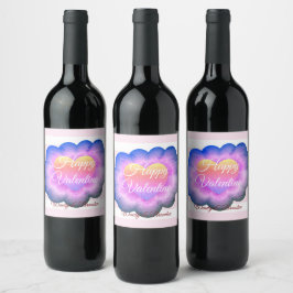 Paarse flacon Happy Valentijn Beverage Etiket set