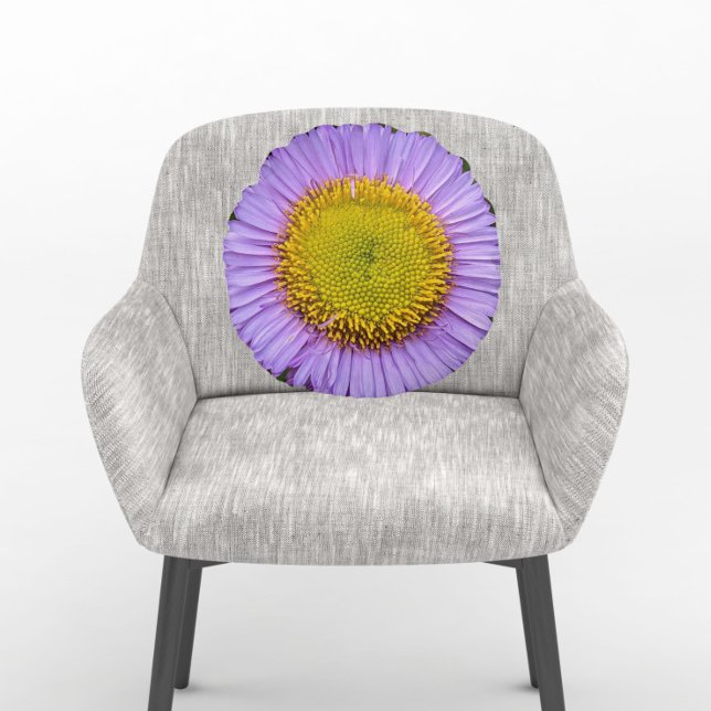 Paarse Fleabane Daisy Floral Rond Kussen (In Situ Chair)