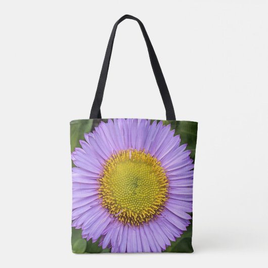Paarse Fleabane Daisy Floral Tote Bag (Achterkant)