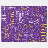 Paarse fleece deken met kleur muzieknoten (Voorkant (Horizontaal))