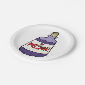 Paarse fles vergif papieren bordje (Gekanteld)