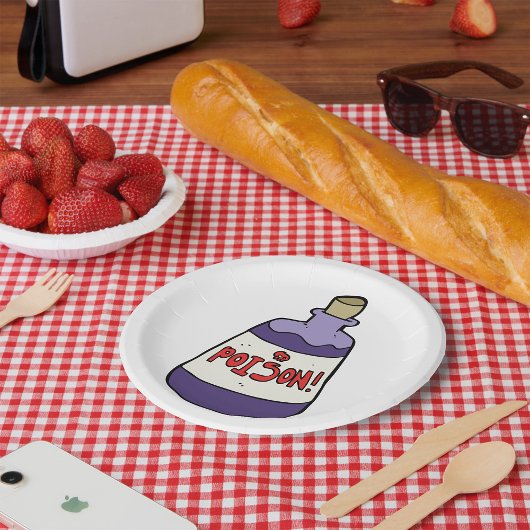 Paarse fles vergif papieren bordje